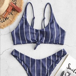 NWT Denim Print High Cut Bikini Swimsuit